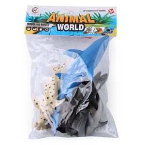 5-piece ocean animal toy set including great white shark and orca in retail packaging