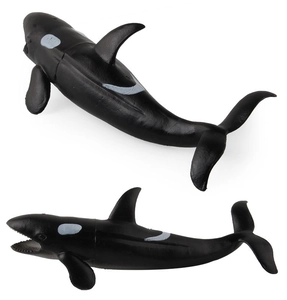 Detailed realistic orca killer whale figurines showing lifelike swimming pose and open jaw