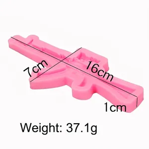 Pink silicone rifle mold for DIY fondant and cake decorating projects, 16x7cm size