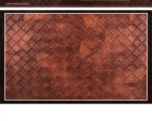 Detail shot of the reddish-brown woven leather texture and crossbody bag craftsmanship