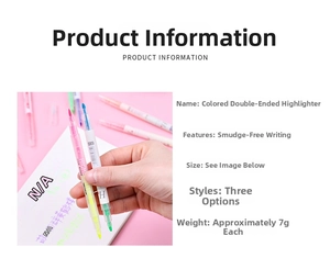 Detailed macro of dual-tip highlighter pen showing precise lines and 7g lightweight design