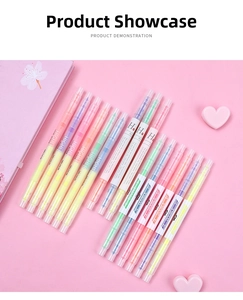 Set of 15 double-ended highlighters in candy colors with pink notebook props