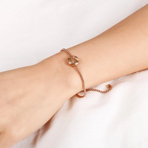 Rose gold Cancer zodiac bracelet with adjustable chain and sparkling rhinestone pendant