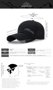 Size chart for casual baseball cap showing 10.5cm long brim and 55-60cm head circumference