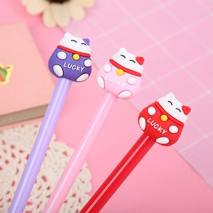 Cute Lucky Cat Cartoon Gel Pen Plastic Stationery With Fine Needle Point For Office School Students Kawaii