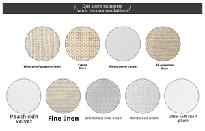 Detail showing textures of waterproof linen, cotton linen, canvas, and soft plush fabrics