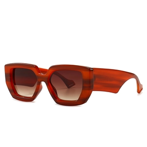 Modern retro amber square sunglasses for women with thick frames and premium finish