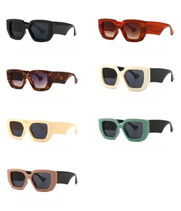 Selection of retro rectangular sunglasses in black, tortoise, and assorted matte colors