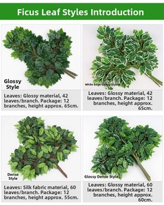 Detailed comparison of four artificial banyan leaf styles with varying textures and sizes