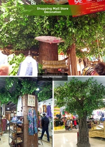 Detailed texture of glue-coated banyan leaves used for indoor commercial landscape decoration