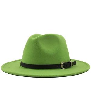 Women's British Retro Fedora Hat Cashmere Wool Wide Brim Jazz Hat With Metal Leaf Decorative Belt Vintage Style Cap