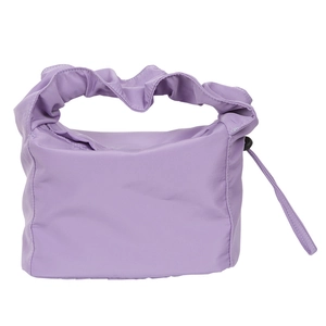 Sac baguette minimaliste violet clair en nylon avec poignée froncée et dragonne amovible