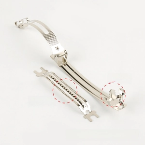 Detail of metal spring hair clip base with double spring and 3-teeth firm design