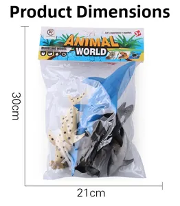 5-piece sea animal model set including shark and whale toys in 30x21cm packaging