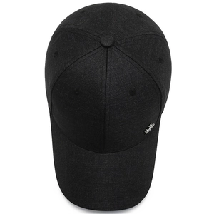Classic black cotton baseball cap for middle-aged men with metallic side accent