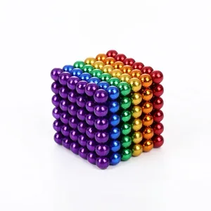 216 pieces 5mm rainbow magnetic balls set arranged in a 6x6x6 cube shape toy