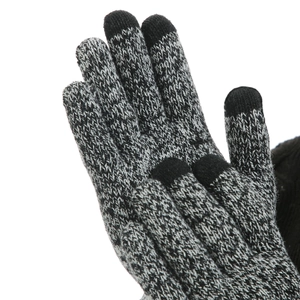 Winter knitted touchscreen gloves in grey marl thick yarn with three-finger control