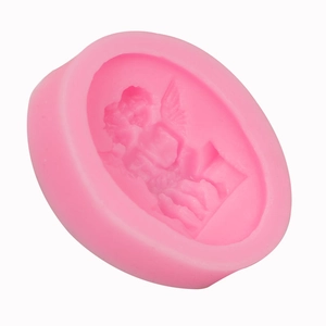 Pink silicone angel mold for DIY fondant cake, soap making or candle crafts decoration
