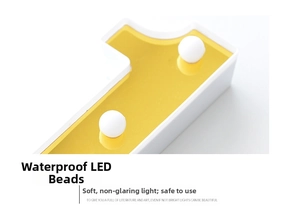 Close-up of waterproof LED beads on mirror acrylic gold number 1 decorative light