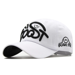 Baseball Cap Cotton 3D Embroidery Letter Smiley Face Adjustable Sun Protection Streetwear Casual Unisex