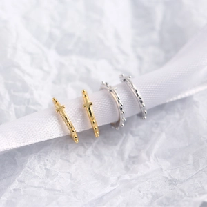 Boucles d'oreilles créoles perlées en argent S925 avec pendentifs croix or et argent