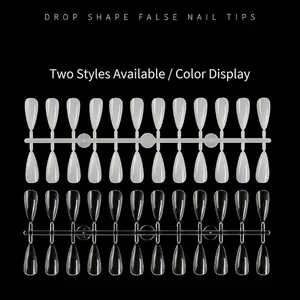 Water drop shape false nail tips in white and clear for color display and practice