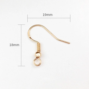 Detailed macro view of gold S925 sterling silver earring hook measuring 18mm by 19mm