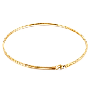 Classic golden snake chain necklace made of stainless steel with a round silhouette