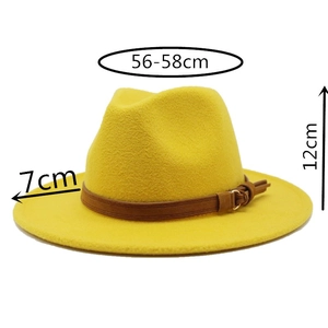 Detailed size specifications for wool fedora hat with 7cm brim and 56-58cm circumference