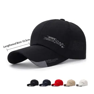 Baseball Cap Extended Brim Canvas Sun Protection Outdoor Sports Adjustable Metal Buckle Casual Fashion Letter Print Hat