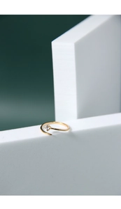 Minimalist gold S925 sterling silver open ring with a single star zircon on a stone block