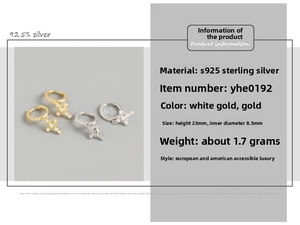 Gedetailleerde afmetingen van S925 sterling zilveren kruisoorbellen met zirkonia