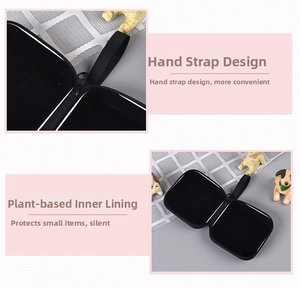 Square EVA hardshell case with internal velvet lining and a convenient wrist strap