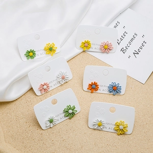Asymmetric Daisy Flower Stud Earrings With 925 Sterling Silver Earring Post Colorful Hollow Floral Jewelry For Women