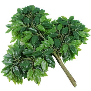 Artificial green banyan leaf branches for landscape decoration with lifelike texture