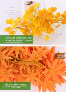 Close-up of realistic artificial autumn leaves showing detailed veins and natural textures