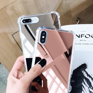 Clear mirror phone case for iPhone with shockproof bumper and glossy reflective finish