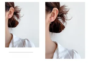 Comparison of 10mm and 20mm minimalist S925 sterling silver hoop earrings worn on ears