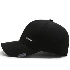 Classic black cotton baseball cap with silver metal sport emblem and side embroidered tag