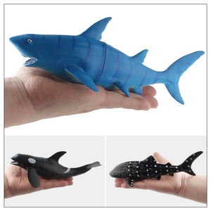 6-piece marine animal model set including shark, orca and whale shark figurines