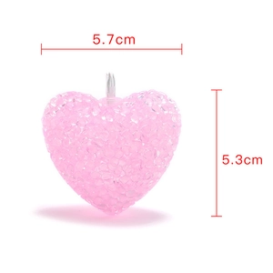 Pink heart-shaped LED light decoration with bubble texture and size 5.7x5.3cm