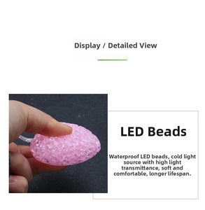 Detail of pink heart LED bead showing waterproof texture and soft cold light source