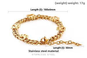 Details zum Pfotenarmband aus Edelstahl mit 180 mm Länge und 17 g Gewicht im Fokus