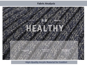 Macro detail of high-quality acrylic fabric showing thick navy blue knitted texture