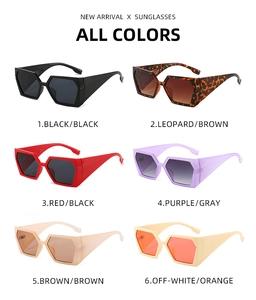Collection de lunettes de soleil carrées en six coloris dont noir, rouge et léopard