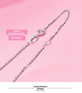 Detail view of S925 sterling silver chain with Italy stamp and spring ring clasp closure