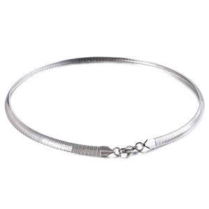 Elegante collana a catena piatta a serpente argento da 6 mm in acciaio inossidabile