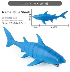 Blue Shark toy model dimensions showing 25cm length with realistic skin texture detail