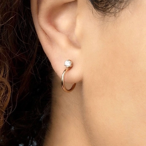 Minimalist S925 silver needle C-shaped hoop earrings with gold plating and zircon stone