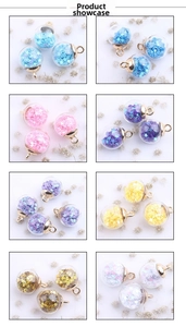 Detail of colorful star sequin crystal glass ball pendants for DIY jewelry making
